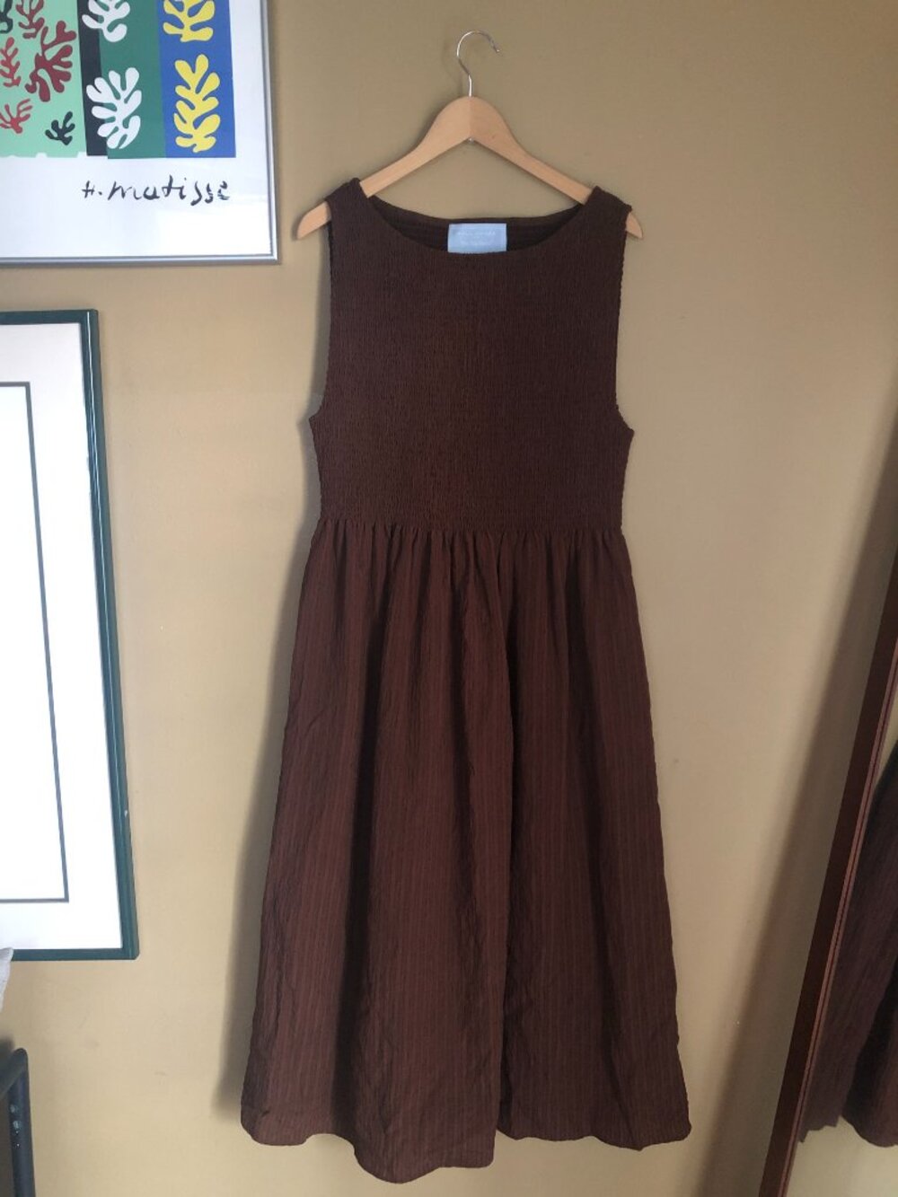 Hill House chocolate brown seersucker Cosima nap dress - Picture 6 of 9